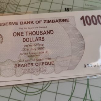 ZIMBABWE PAPER MONEY 1000 DOLLARS 2007 UNC